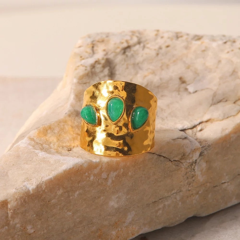3 irregular natural stone chunky ring