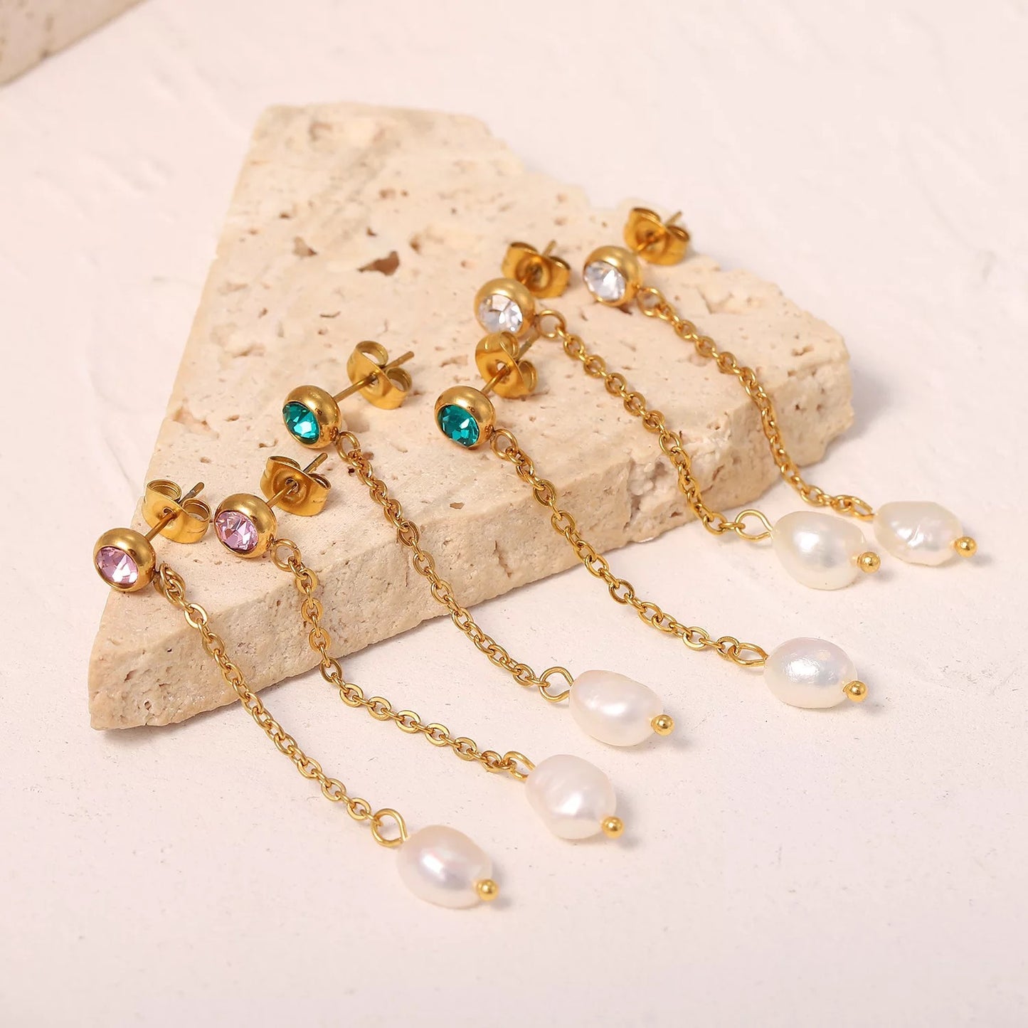 Long chain Pearl earrings