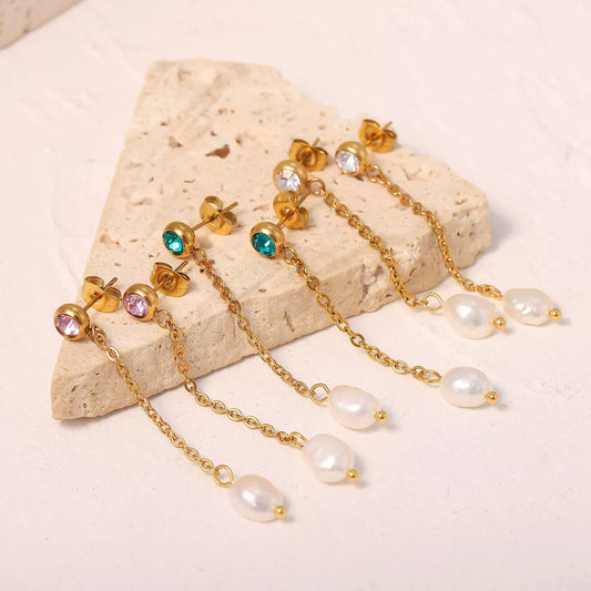 Long chain Pearl earrings