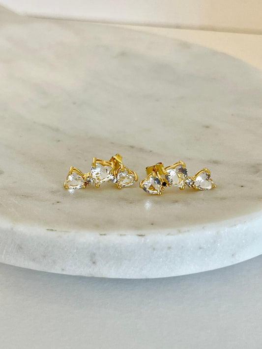 Triple hearts stud earrings