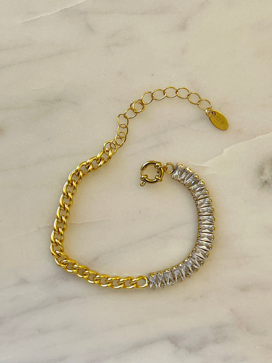 Cuban chain bracelet with crystals