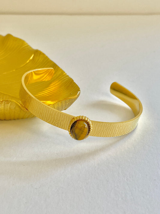Natural stone cuff bracelet