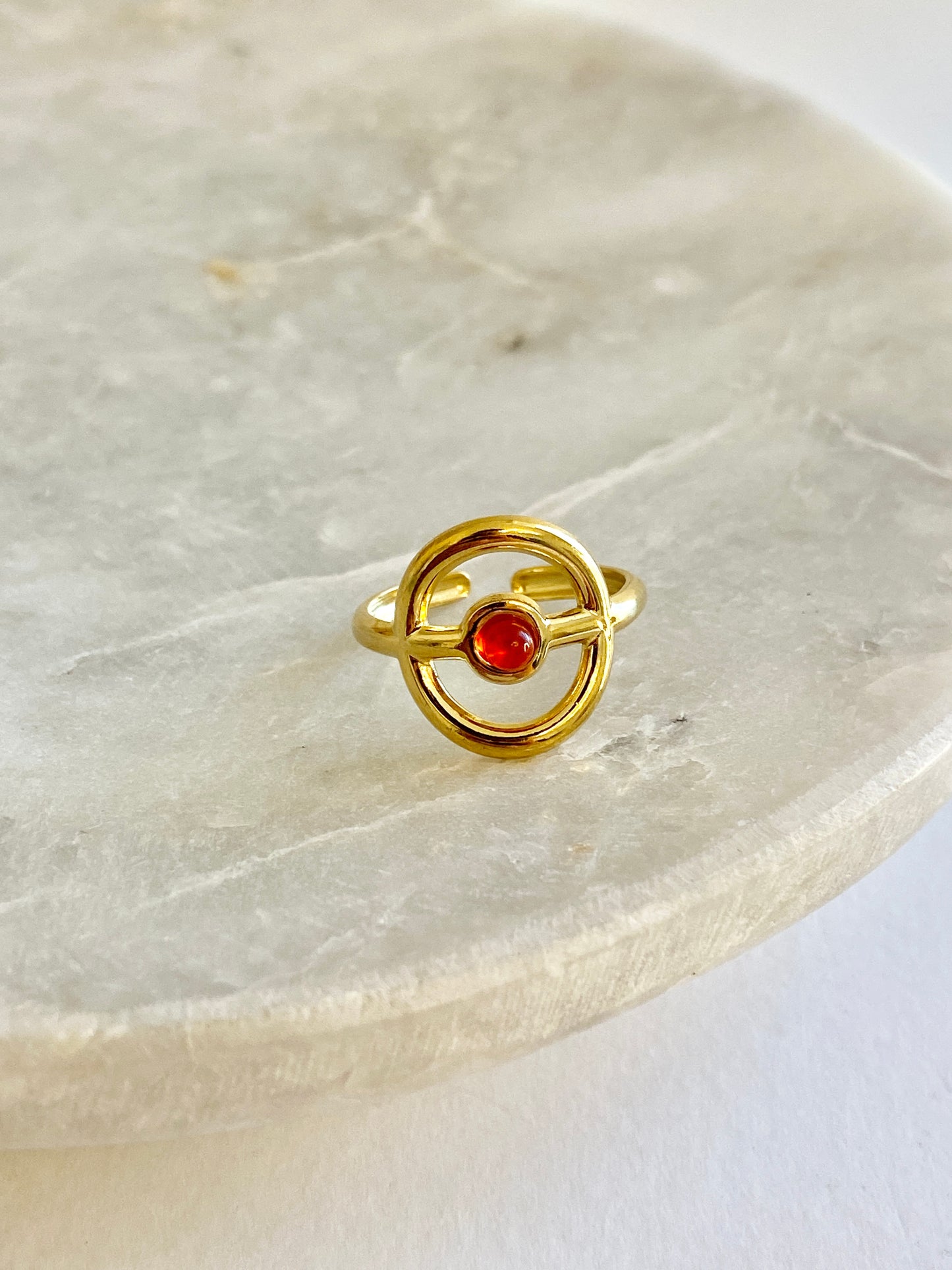 Red natural stone ring