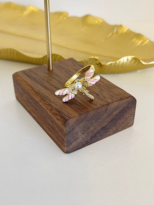 Pink dragonfly ring