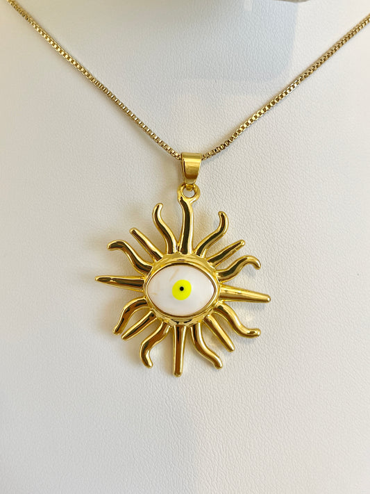 Sun evil eye necklace