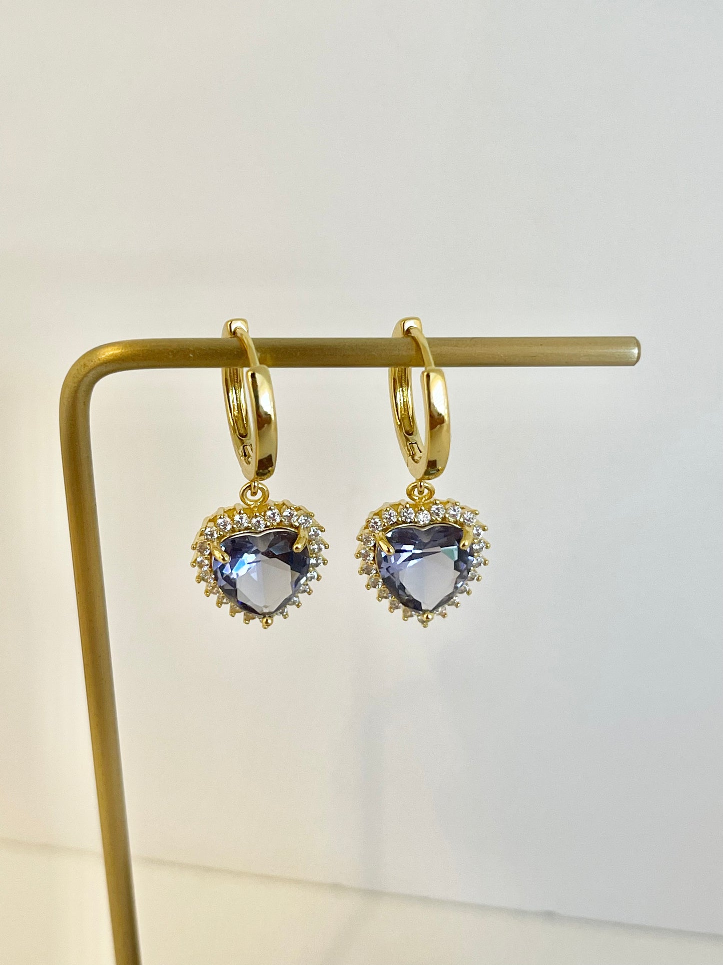 Blue Gold Hoops Earrings Charm