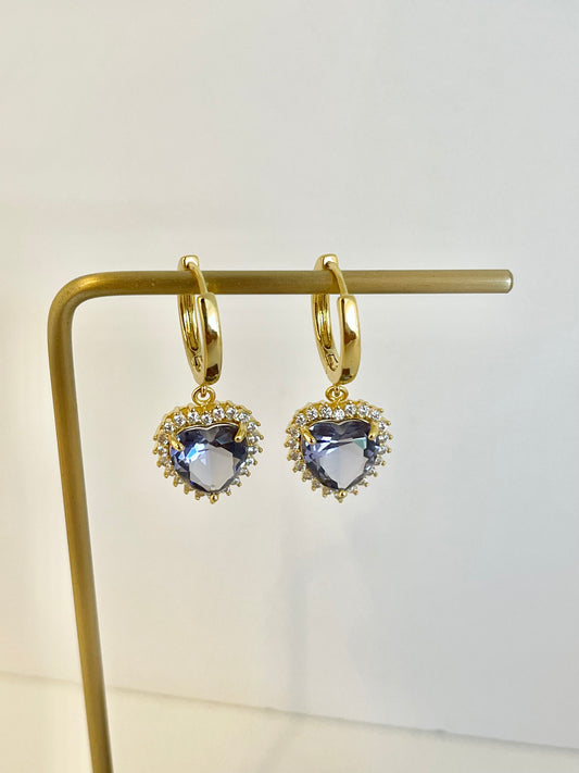 Blue Gold Hoops Earrings Charm