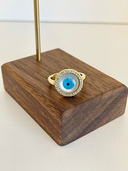 Round evil eye ring