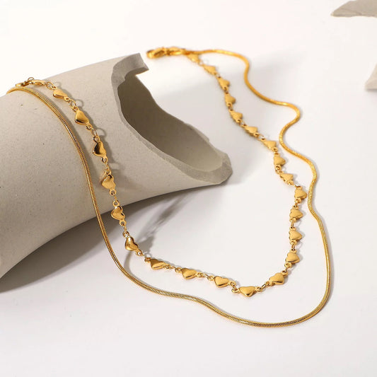 Double layer heart necklace