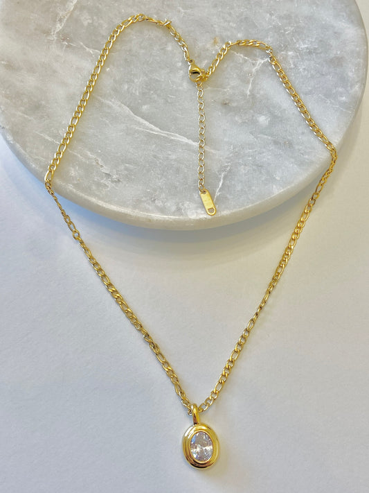 Round white zircon necklace